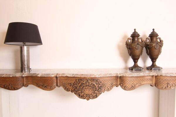 Large Liégeoise Baroque Carved Oak and Marble Wall Mounted Console – Bild 7