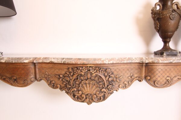 Large Liégeoise Baroque Carved Oak and Marble Wall Mounted Console – Bild 8