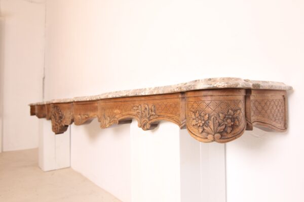 Large Liégeoise Baroque Carved Oak and Marble Wall Mounted Console – Bild 24