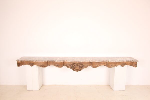 Large Liégeoise Baroque Carved Oak and Marble Wall Mounted Console – Bild 20