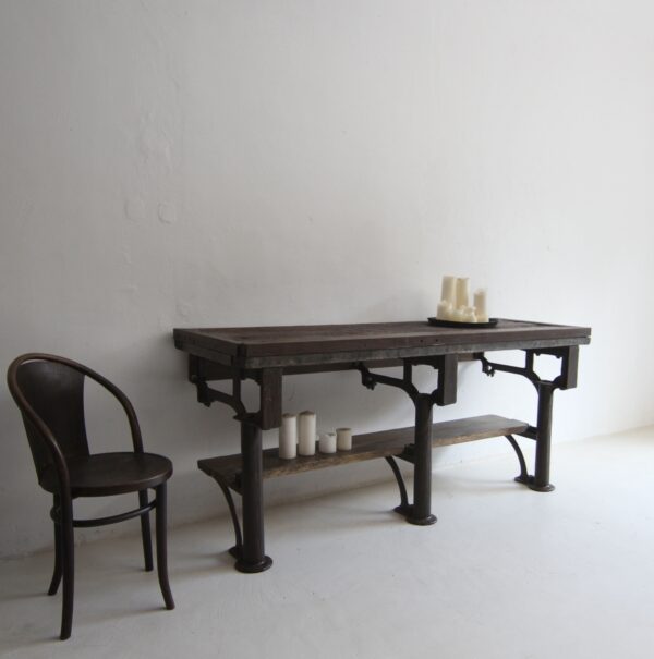 Early 20th Century Cast Iron and Wood Console Work Table – Bild 3