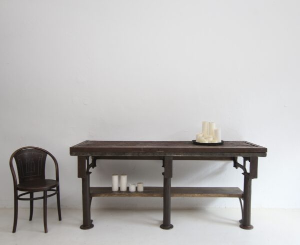 Early 20th Century Cast Iron and Wood Console Work Table – Bild 2