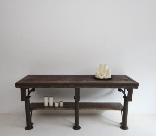 Early 20th Century Cast Iron and Wood Console Work Table – Bild 4