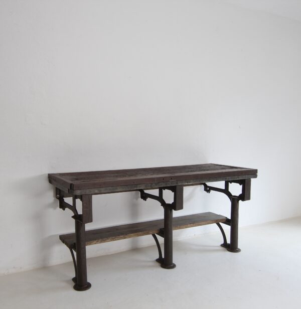 Early 20th Century Cast Iron and Wood Console Work Table – Bild 8
