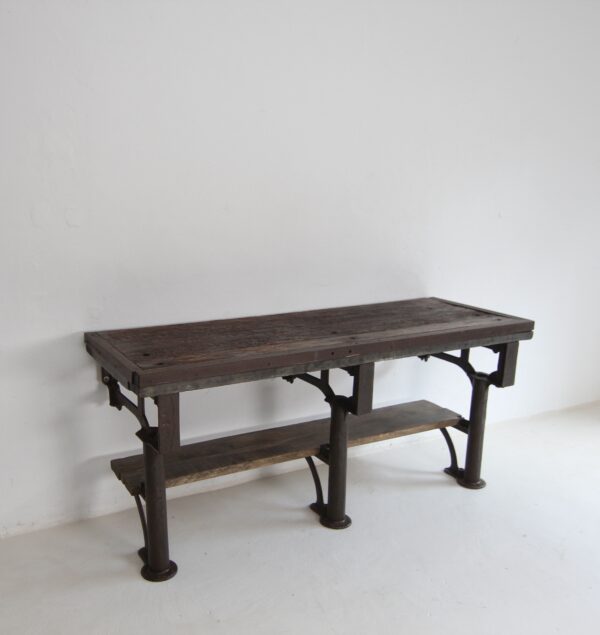 Early 20th Century Cast Iron and Wood Console Work Table – Bild 9