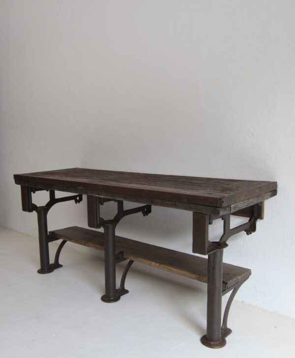 Early 20th Century Cast Iron and Wood Console Work Table – Bild 10