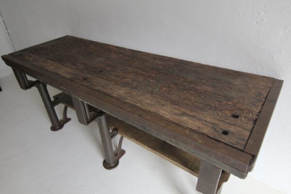 Early 20th Century Cast Iron and Wood Console Work Table – Bild 11