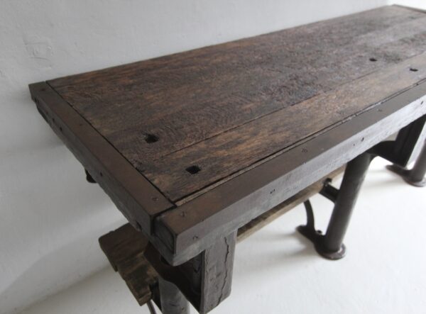 Early 20th Century Cast Iron and Wood Console Work Table – Bild 15