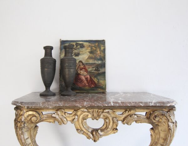19th Century Louis XV Style Carved Giltwood Console Table with Marble Top – Bild 4