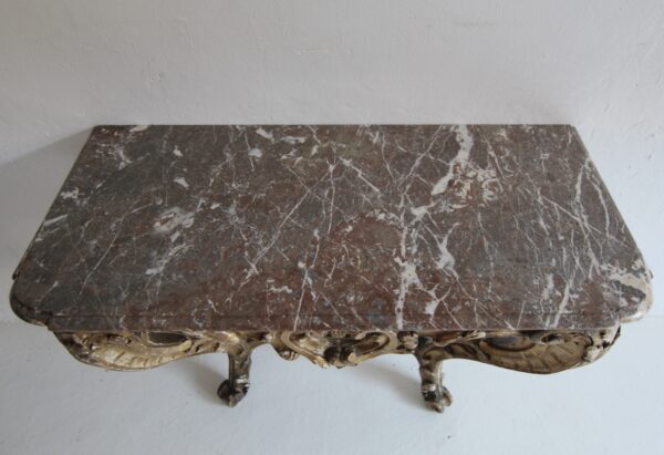 19th Century Louis XV Style Carved Giltwood Console Table with Marble Top – Bild 13