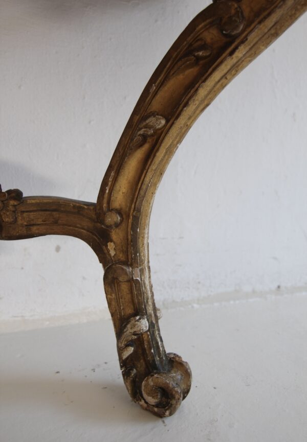 19th Century Louis XV Style Carved Giltwood Console Table with Marble Top – Bild 23