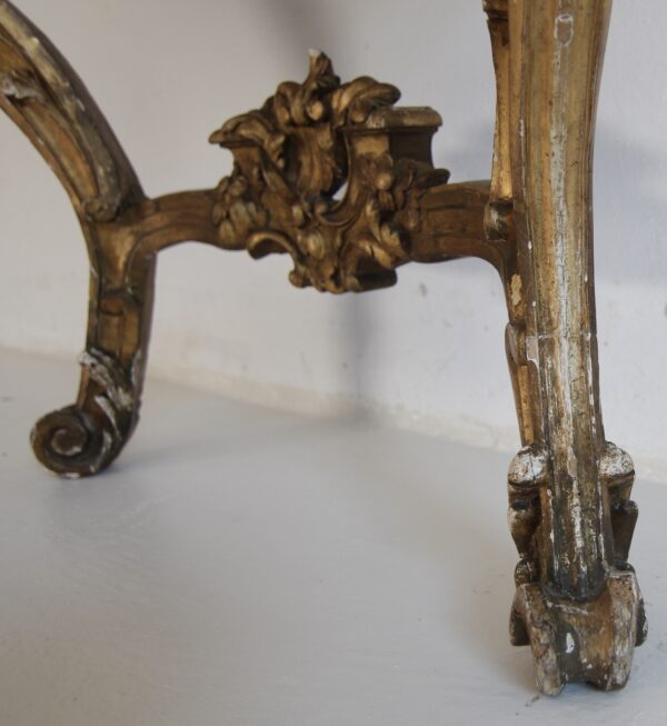 19th Century Louis XV Style Carved Giltwood Console Table with Marble Top – Bild 25