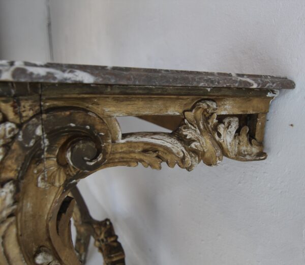 19th Century Louis XV Style Carved Giltwood Console Table with Marble Top – Bild 29