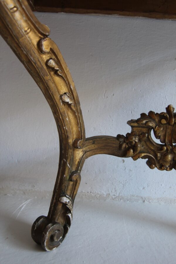 19th Century Louis XV Style Carved Giltwood Console Table with Marble Top – Bild 33