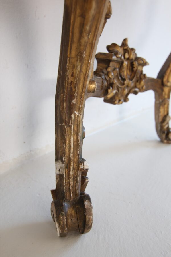 19th Century Louis XV Style Carved Giltwood Console Table with Marble Top – Bild 35