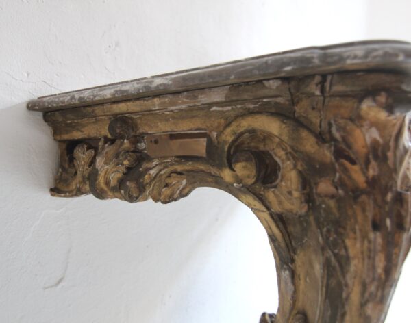 19th Century Louis XV Style Carved Giltwood Console Table with Marble Top – Bild 37