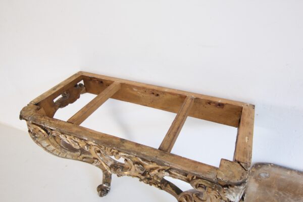 19th Century Louis XV Style Carved Giltwood Console Table with Marble Top – Bild 40